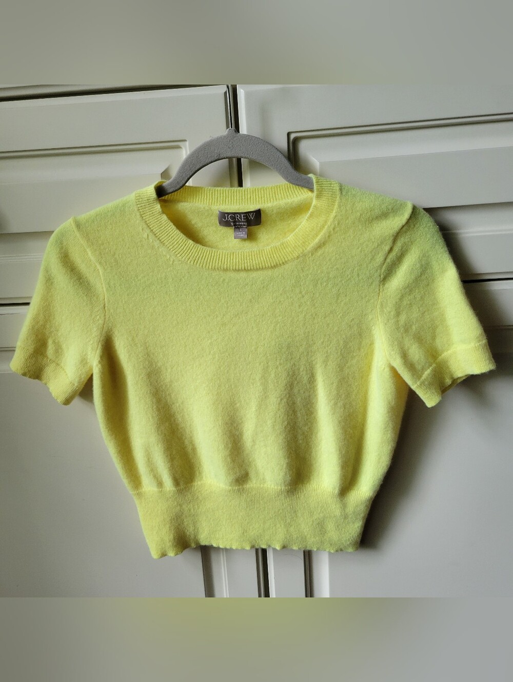 J. Crew Cashmere Shrunken T-shirt in Bitter Yellow Sz S